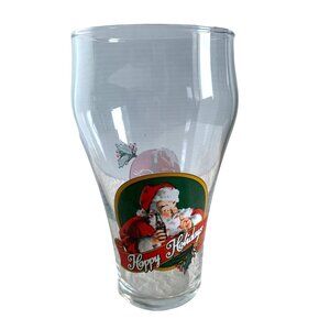 Vintage Happy Holidays Santa Coca Cola soda glass 1998